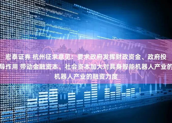 宏泰证券 杭州征求意见：要求政府发挥财政资金、政府投资基金引导作用 带动金融资本、社会资本加大对具身智能机器人产业的融资力度